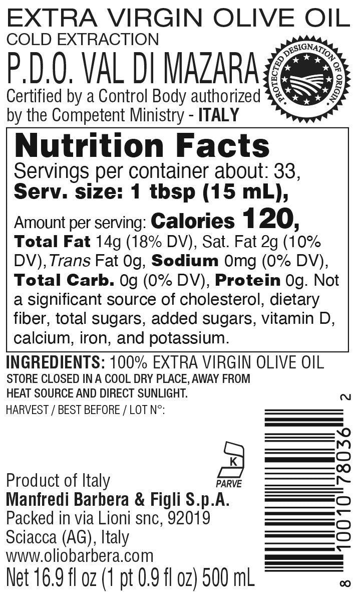 Villa Barbera - IGP Sicilia - D.O.P. Val Di Mazara- 500 mL